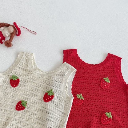 Canotta/pantaloncini in maglia a forma di fragola per neonati - image 6
