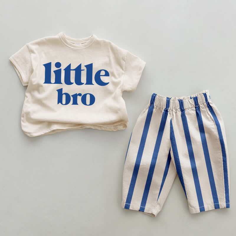 LITTLE BRO Baby Blue - Completo 2 pezzi a righe verticali - Bianco e blu - 2-3T - image 1