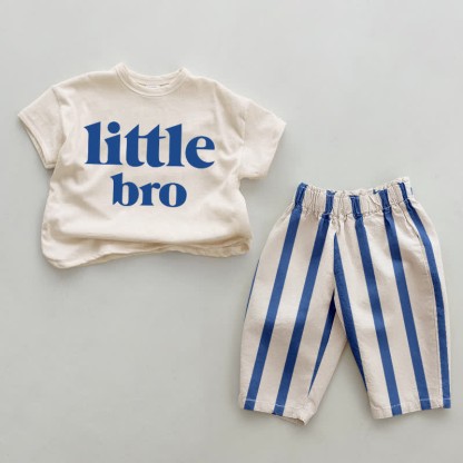 LITTLE BRO Baby Blue - Completo 2 pezzi a righe verticali - Bianco e blu - 2-3T - image 1