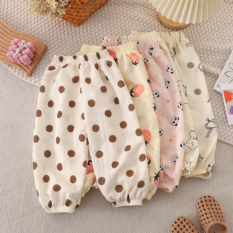 Pantaloni per bambini piccoli con fragole, fiori e pois e animali - image 1