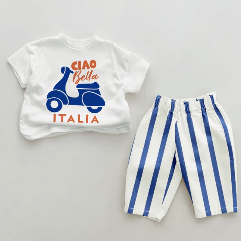 CIAO BELLA ITALIA Completo Baby 2 Pezzi a Righe Blu - Bianco e blu - 2-3T - image 1