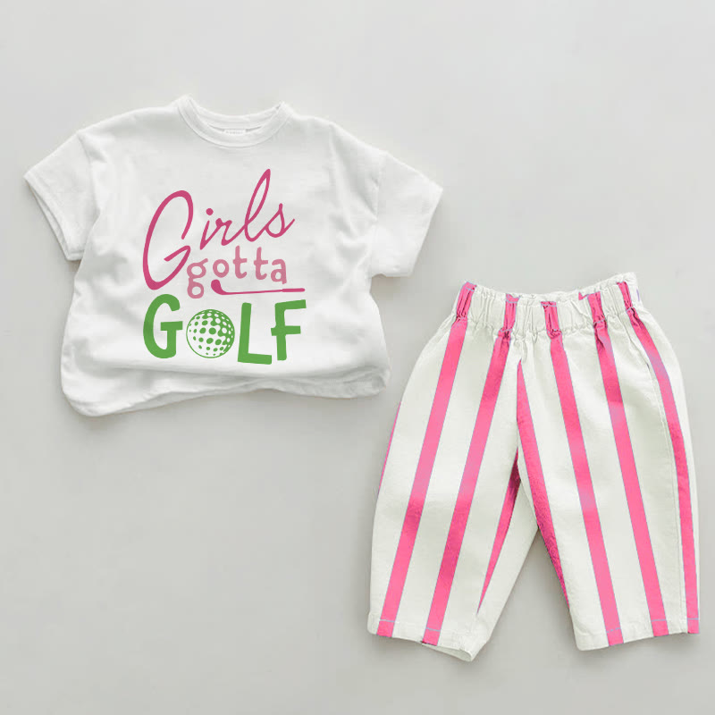 GIRLS GOTTA GOLF Completo 2 pezzi a righe verticali rosa baby - Bianco e rosa - 2-3T - image 1