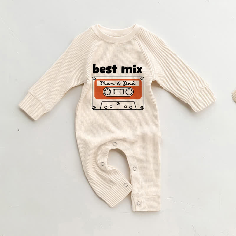 BEST MIX MOM & DAD Tutina per neonati in tessuto a nido d'ape beige - Beige - 18-24 mesi - image 1