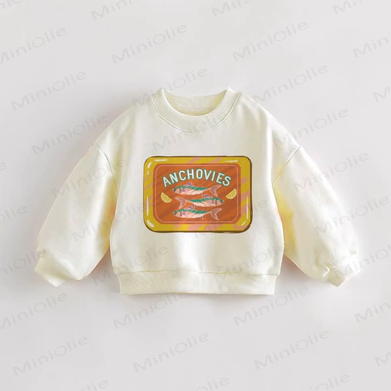 Felpa con lattina per bambini e neonati con scritta "ACCIUGHE" - Crema - 3-5T - image 1