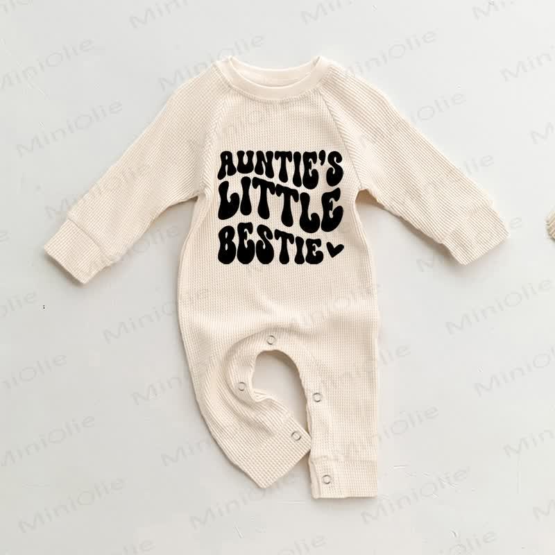 Tutina beige a nido d'ape per neonati della piccola migliore amica della zia - Beige - 18-24 mesi - image 1