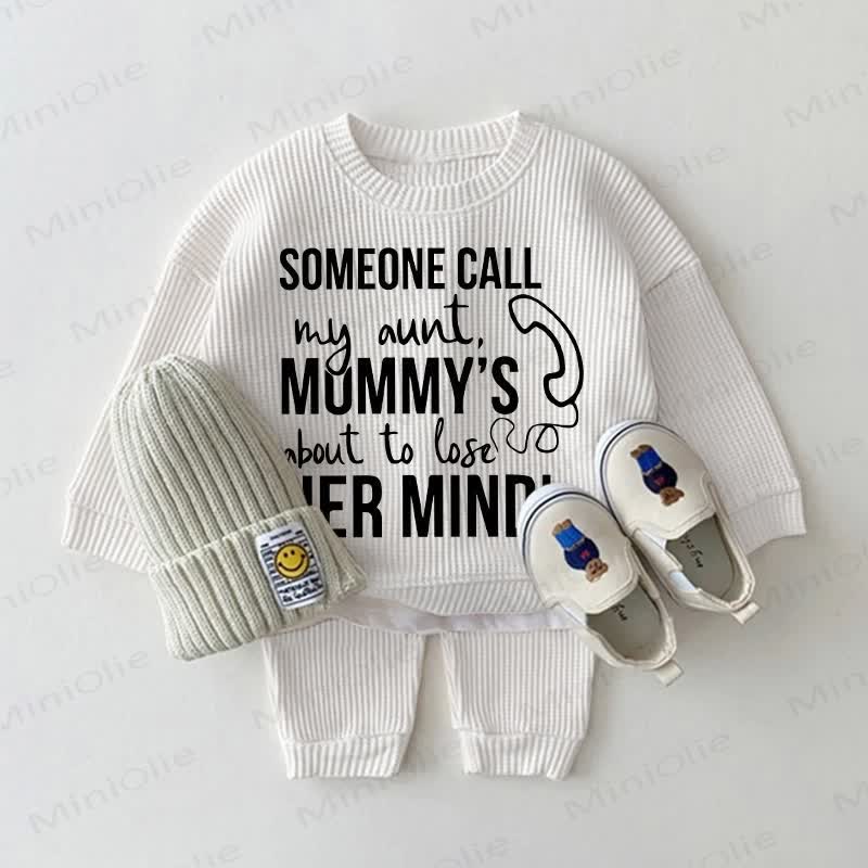 CHIAMA MIA ZIA LA MAMMA STA PER PERDERE LA TESTA Set 2 pezzi Baby Waffle - Bianco - 18-24 mesi - image 1