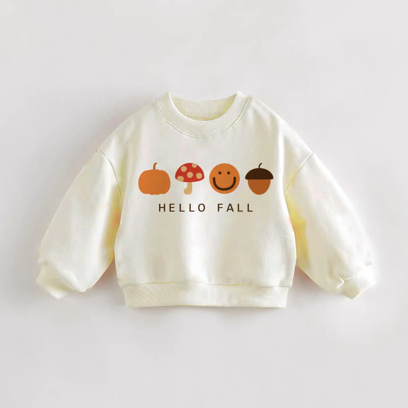 HELLO FALL Felpa con stampa zucca per neonati e bambini - Crema - 3-5T - image 1