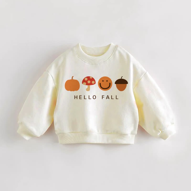 HELLO FALL Felpa con stampa zucca per neonati e bambini - Crema - 3-5T - image 1