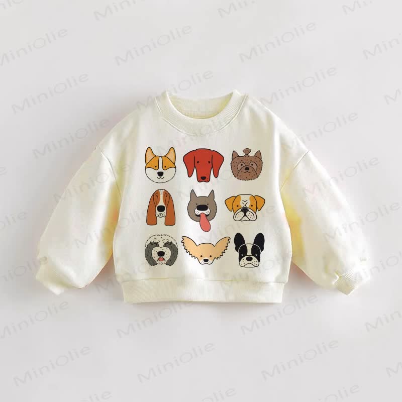 Felpa con simpatici cani per neonati e bambini - Crema - 3-5T - image 1