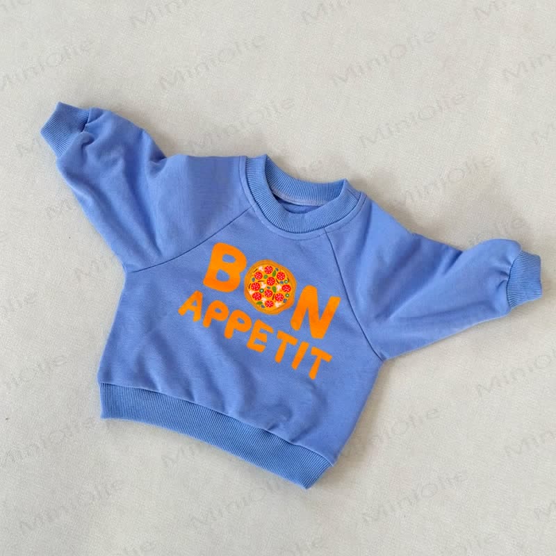 Felpa blu con scritta "BON APPETIT" per bambini e neonati - Blu - 3-5T - image 1