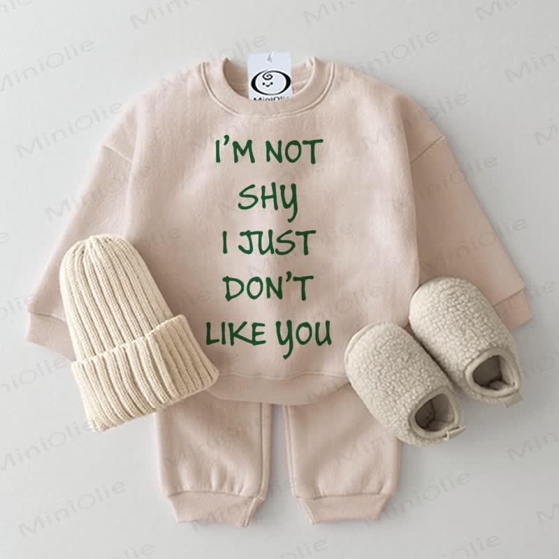 NON SONO TIMIDO, SEMPLICEMENTE NON MI PIACCI Set 2 pezzi beige per neonato - Beige - 2-3T - image 1