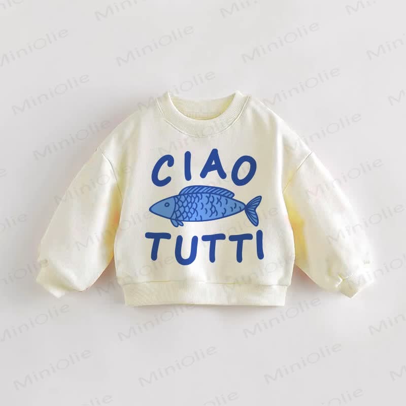CIAO TUTTI Felpa con pesce per neonati - Crema - 3-5T - image 1