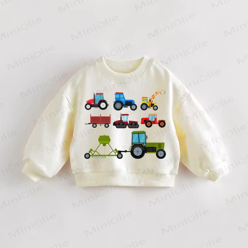 Felpa con cappuccio per bambini piccoli con veicolo ingegneristico - Crema - 3-5T - image 1