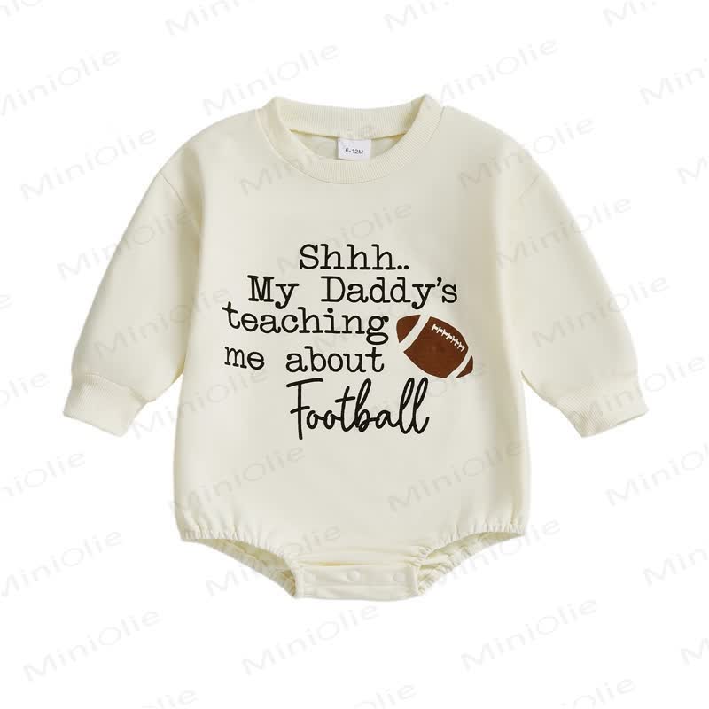Body per neonati con scritta "Mio papà mi insegna a giocare a calcio" - Beige - 12-18 mesi - image 1