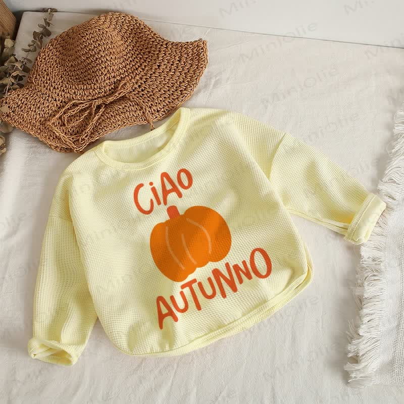 CIAO AUTUNNO Maglietta a nido d'ape gialla zucca per bambini - Giallo - 2-3T - image 1