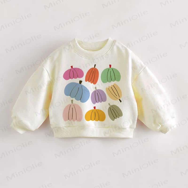 Felpa con stampa zucca colorata per neonati e bambini - Crema - 3-5T - image 1