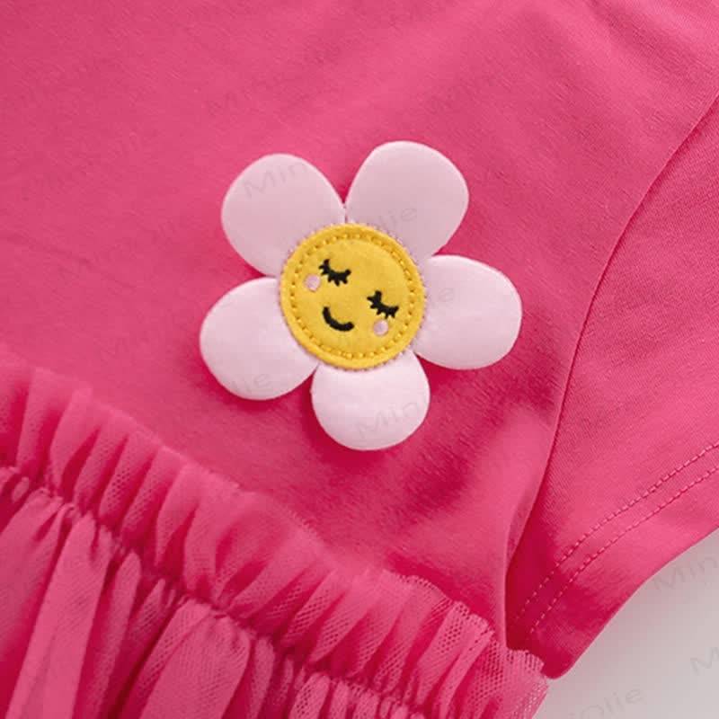 Vestito rosa in tulle con fiori per bambini - image 5