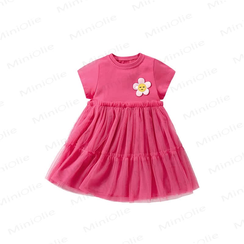Vestito rosa in tulle con fiori per bambini - image 8