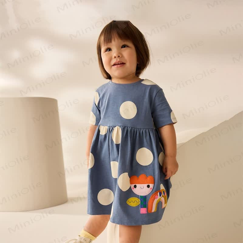 Vestito grigio arcobaleno con fiori a pois per bambini - image 2