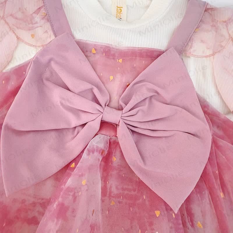 Vestito in tulle glitterato con fiocco per neonato - image 3