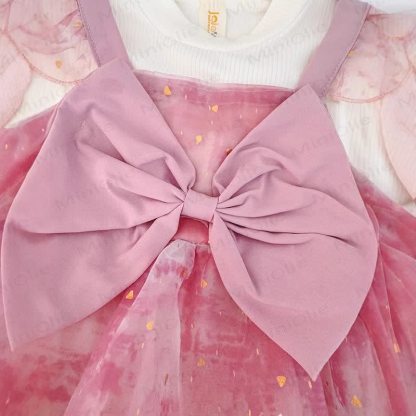 Vestito in tulle glitterato con fiocco per neonato - image 3