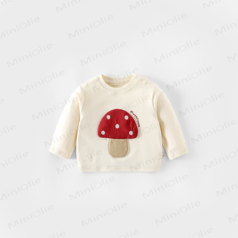 Maglietta con toppa a fungo per neonati e bambini - Beige - 5-7T - image 2