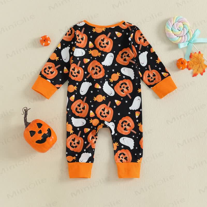 Tutina nera a forma di zucca di Halloween per neonati - image 2