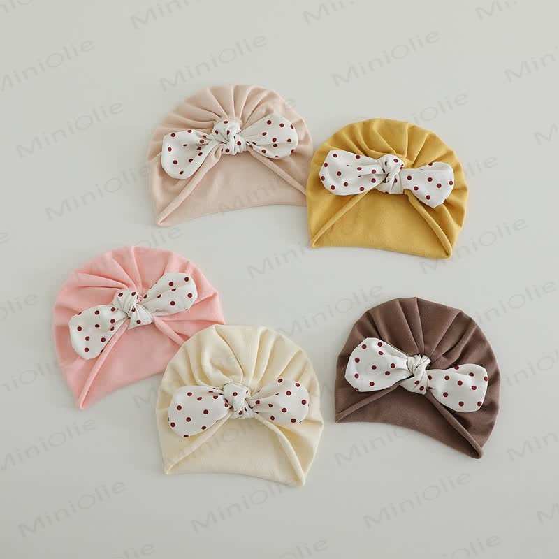 Cappello con fiocco a pois per neonato - image 2