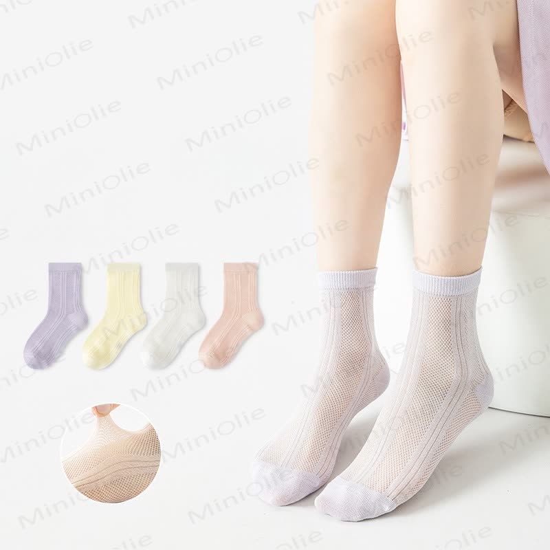 4 paia di calzini morbidi semplici per bambine - image 1