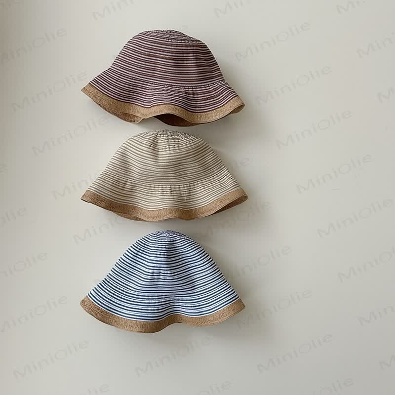 Cappello da pescatore a righe minimalista per neonati e bambini - image 1