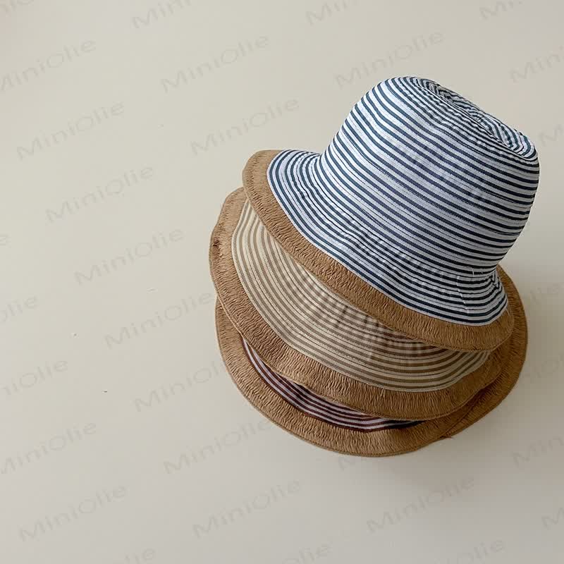 Cappello da pescatore a righe minimalista per neonati e bambini - image 2