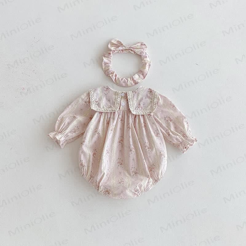 Body rosa floreale per neonati con fascia per capelli - image 2