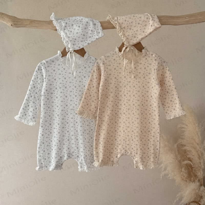 Tutina floreale per bambina con cappello - image 1
