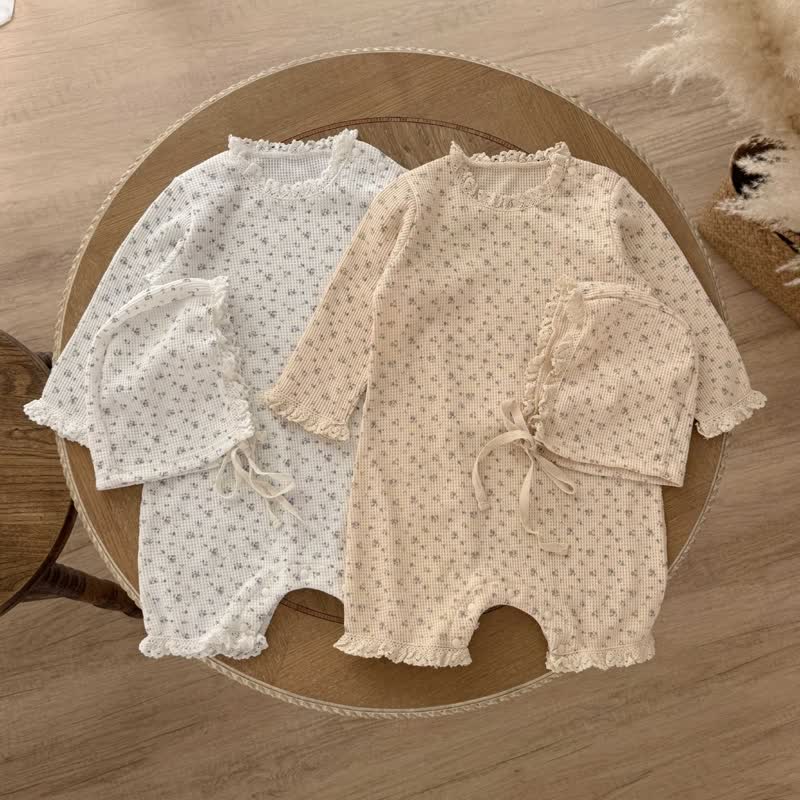 Tutina floreale per bambina con cappello - image 2