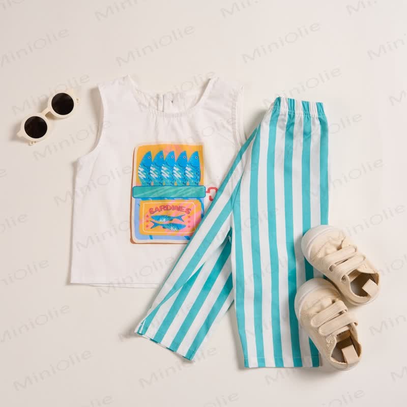 Set 2 pezzi senza maniche con sardine in scatola per bambini - image 1
