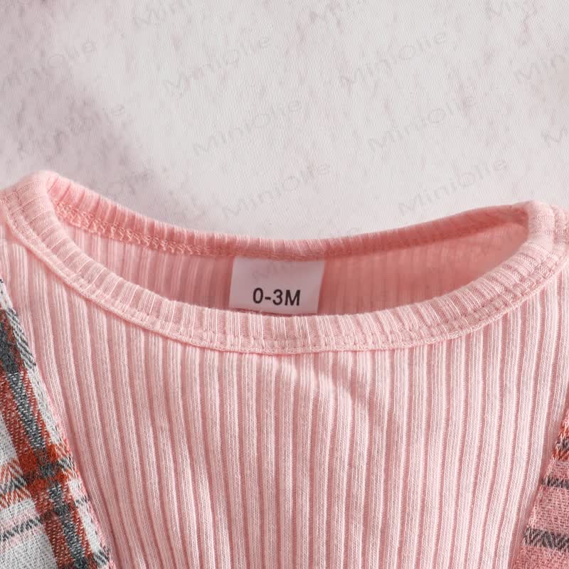 Body con fiocco scozzese e fascia per capelli per neonati - image 11