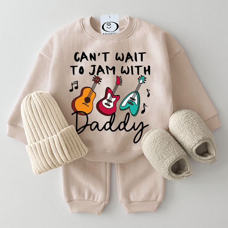 NON VEDO L'ORA DI SUONARE CON PAPÀ Set di 2 chitarre per bambini beige - Beige - 2-3T - image 1