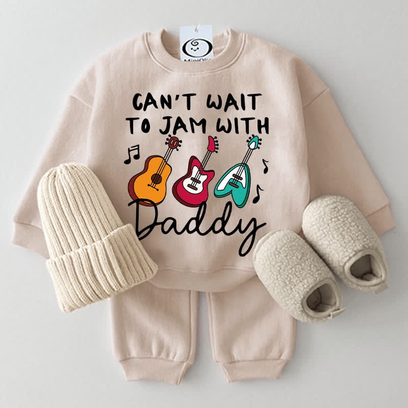 NON VEDO L'ORA DI SUONARE CON PAPÀ Set di 2 chitarre per bambini beige - Beige - 2-3T - image 1