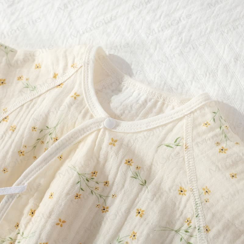 Tutina kimono beige con motivo orchidea e margherita per bambina - image 4