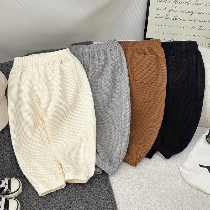 Pantaloni a nido d'ape per neonati e bambini piccoli, tinta unita - image 1