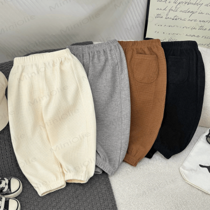 Pantaloni a tinta unita a nido d'ape per neonati e bambini piccoli - image 1