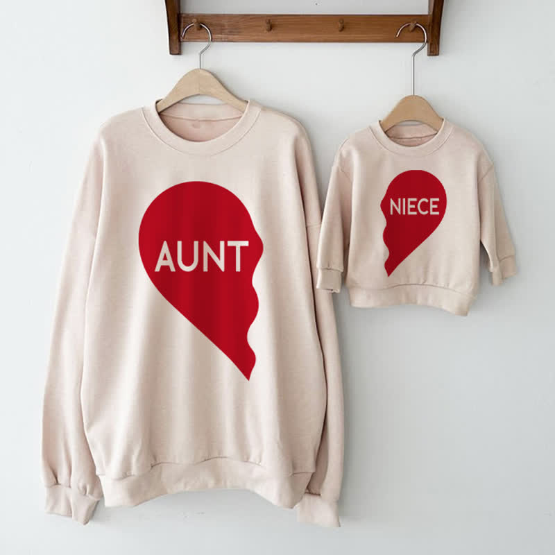Felpa con cuore beige per la famiglia di ZIA/NIPOTE - Beige - Felpa per adulti: XL - image 1