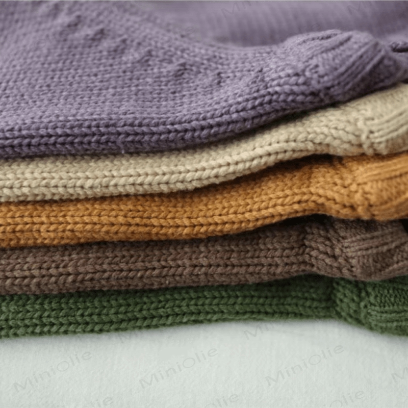 Maglione lavorato a maglia con scollo rotondo, tinta unita, per bambini - image 3