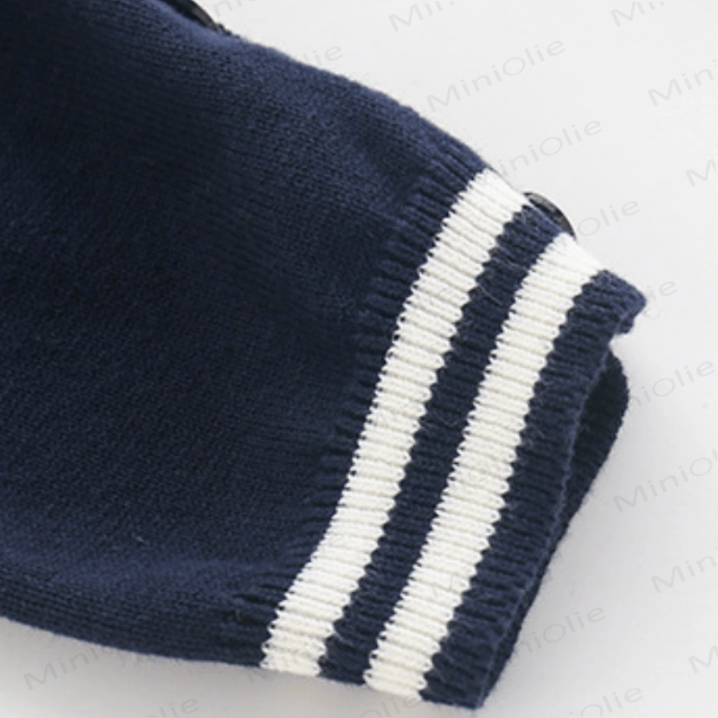 Tutina lavorata a maglia con colletto blu navy per neonati - image 8