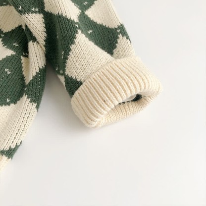 Cardigan/pantaloni a rombi in maglia per bambini - image 5