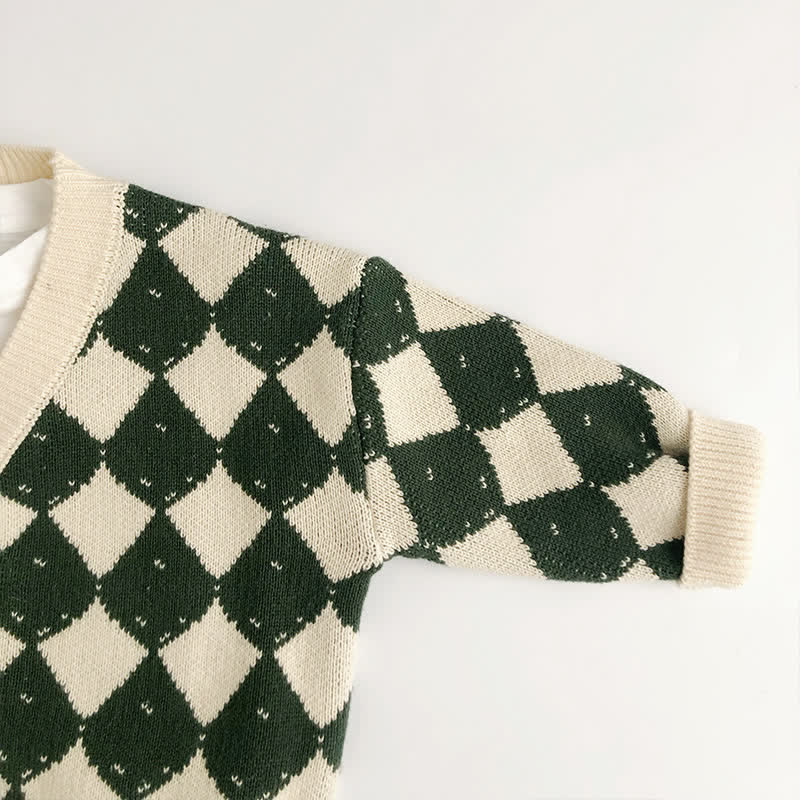 Cardigan/pantaloni a rombi in maglia per bambini - image 4