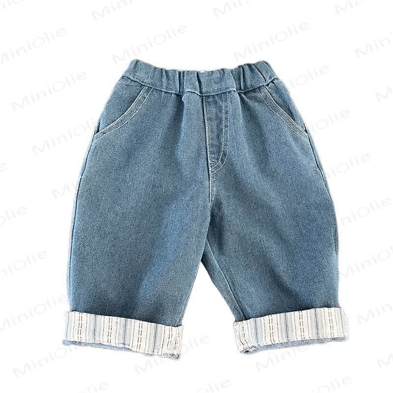 Pantaloni in denim basic con tasca per bambini - image 3