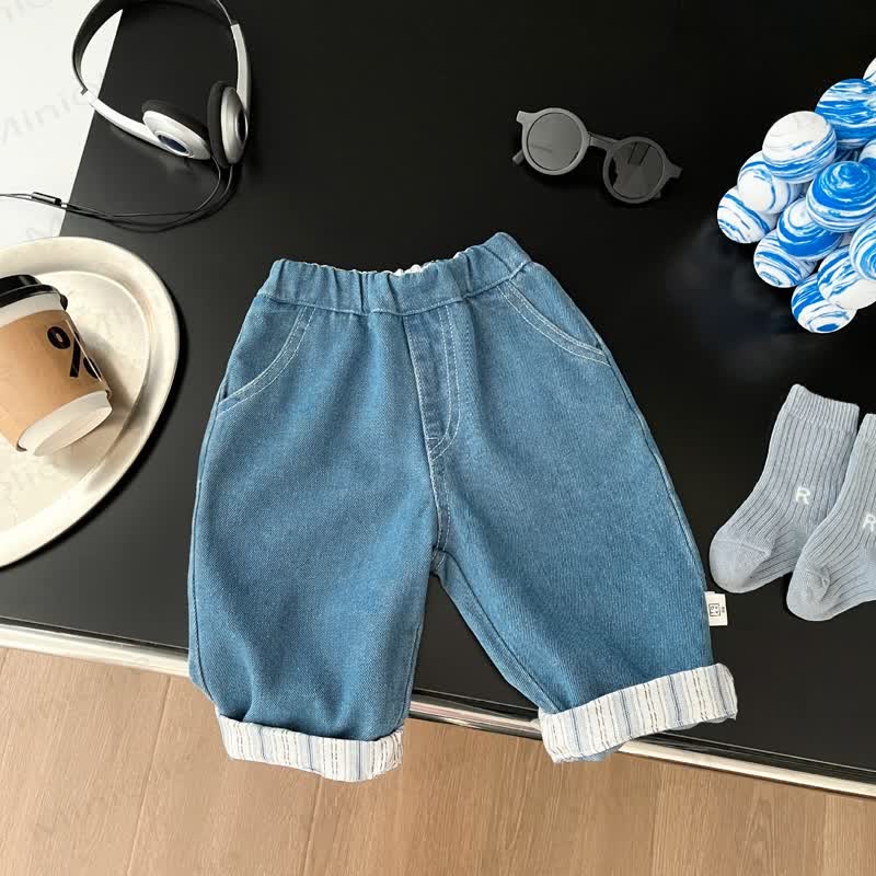 Pantaloni in denim basic con tasca per bambini - image 2