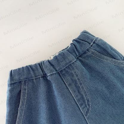 Pantaloni in denim basic con tasca per bambini - image 4