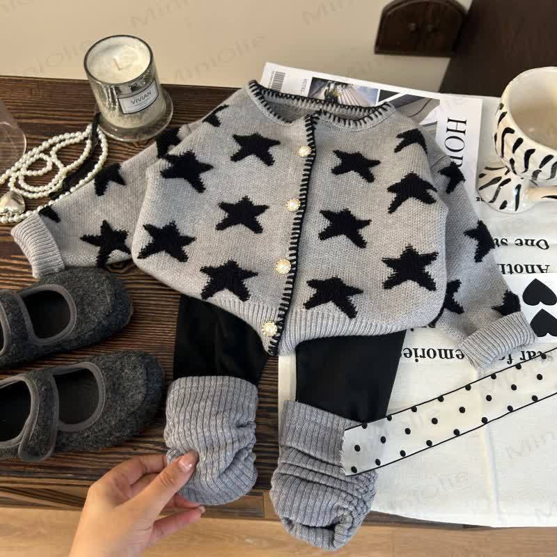 Maglione/leggings grigio a forma di stella per bambini piccoli - image 2